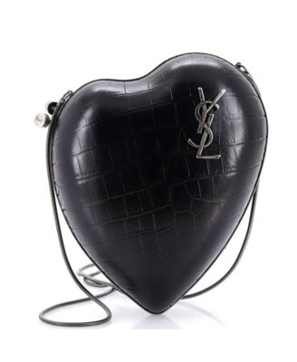 Love Heart Chain Box Clutch Embossed Leather