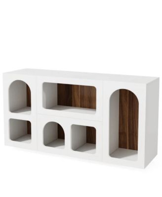 Sofa Console Table with Storage Shelves, Wooden Entryway Organizer Table