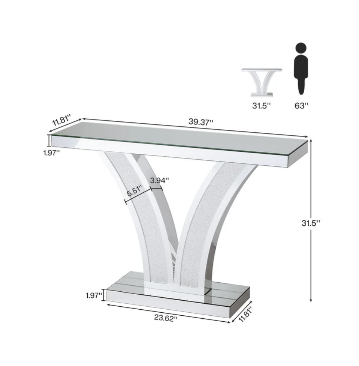Slickblue Modern Mirrored Entryway Table Console for Hallway, Living Room and Home Styling-Silver