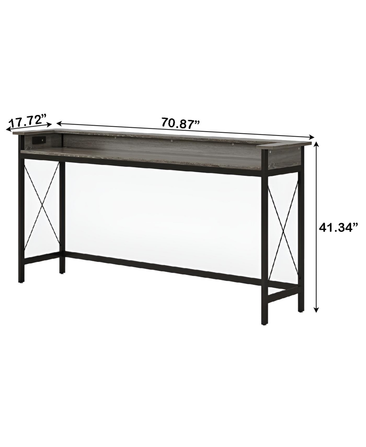Slickblue Industrial Entryway Console Table with Charging Station and Usb Ports