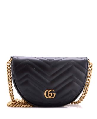 Mini GG Marmont Half Moon Flap Crossbody Bag Matelasse Leather
