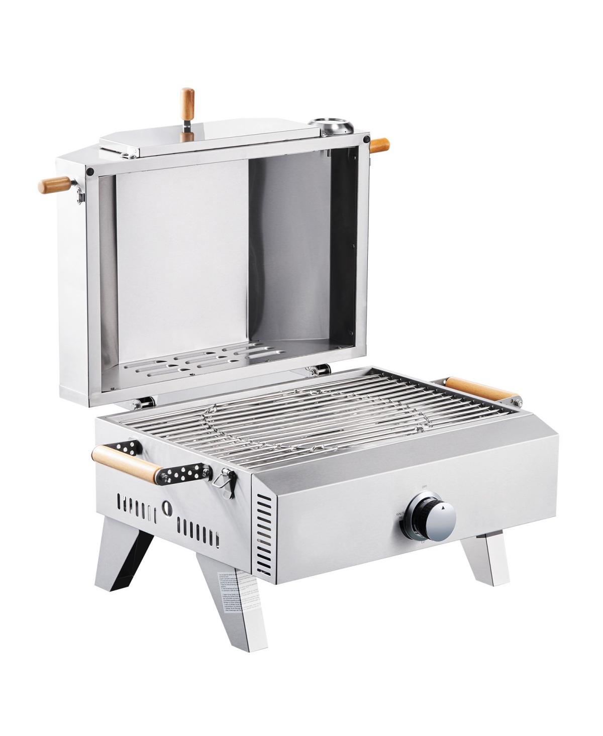 Asagikoiai Outdoor Portable Stainless Steel Gas Pizza Oven with Thermometer and Cordierite Stone