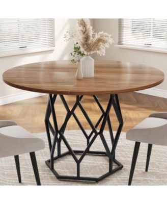 Kitchen Table Round Dining Table for 4-6 People for Dining Room, Home Office, Living Room