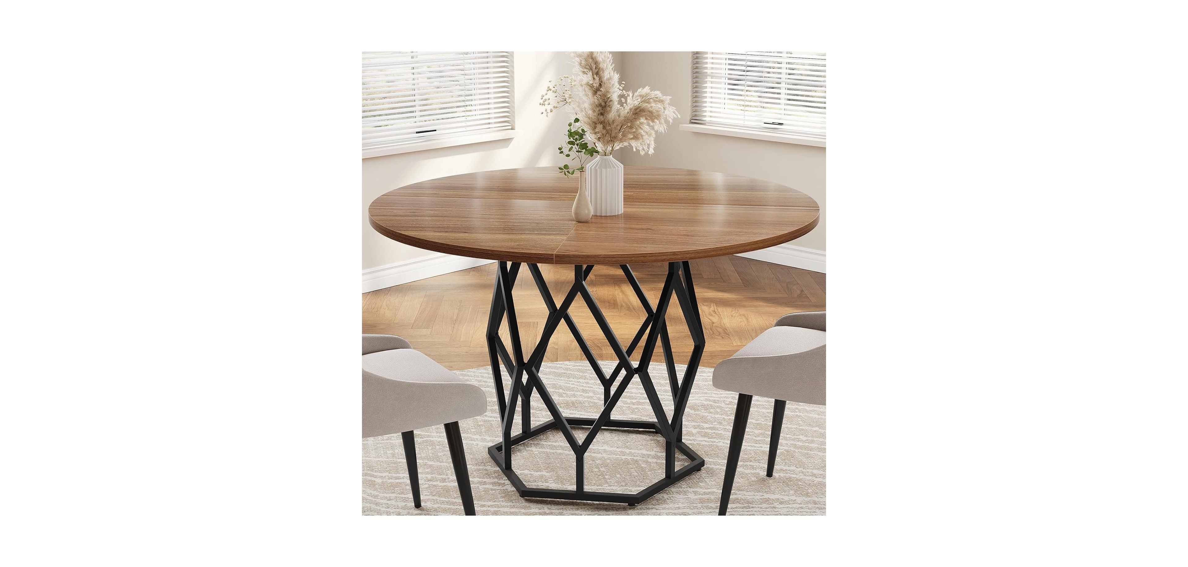gaomon Kitchen Table Round Dining Table for 4-6 People for Dining Room, Home Office, Living Room