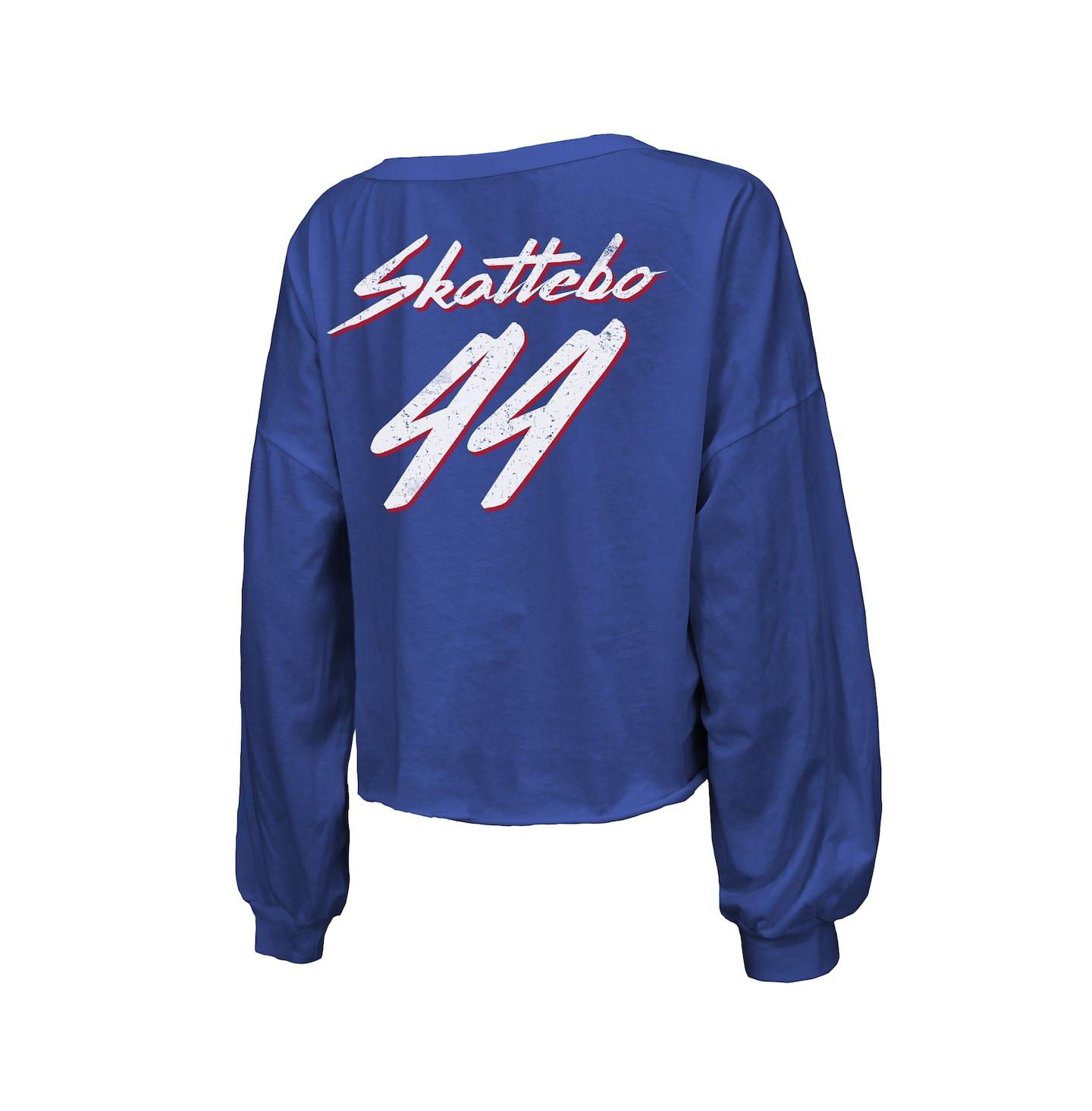 Женская футболка Majestic Threads Cam Skattebo Royal New York Giants Script Name & Number Long Sleeve — фото 2