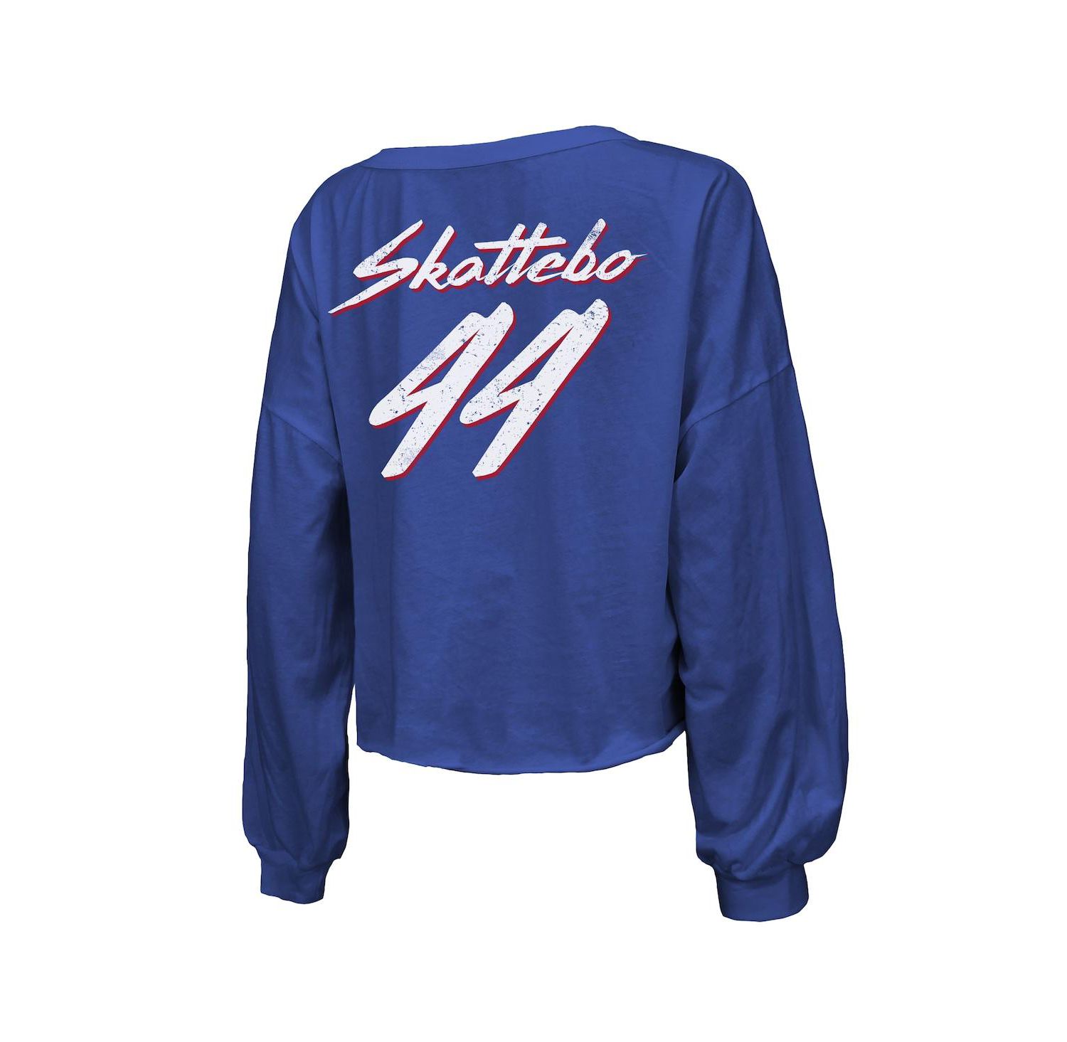 Women's Cam Skattebo Royal New York Giants Script Name & Number Long Sleeve T-Shirt