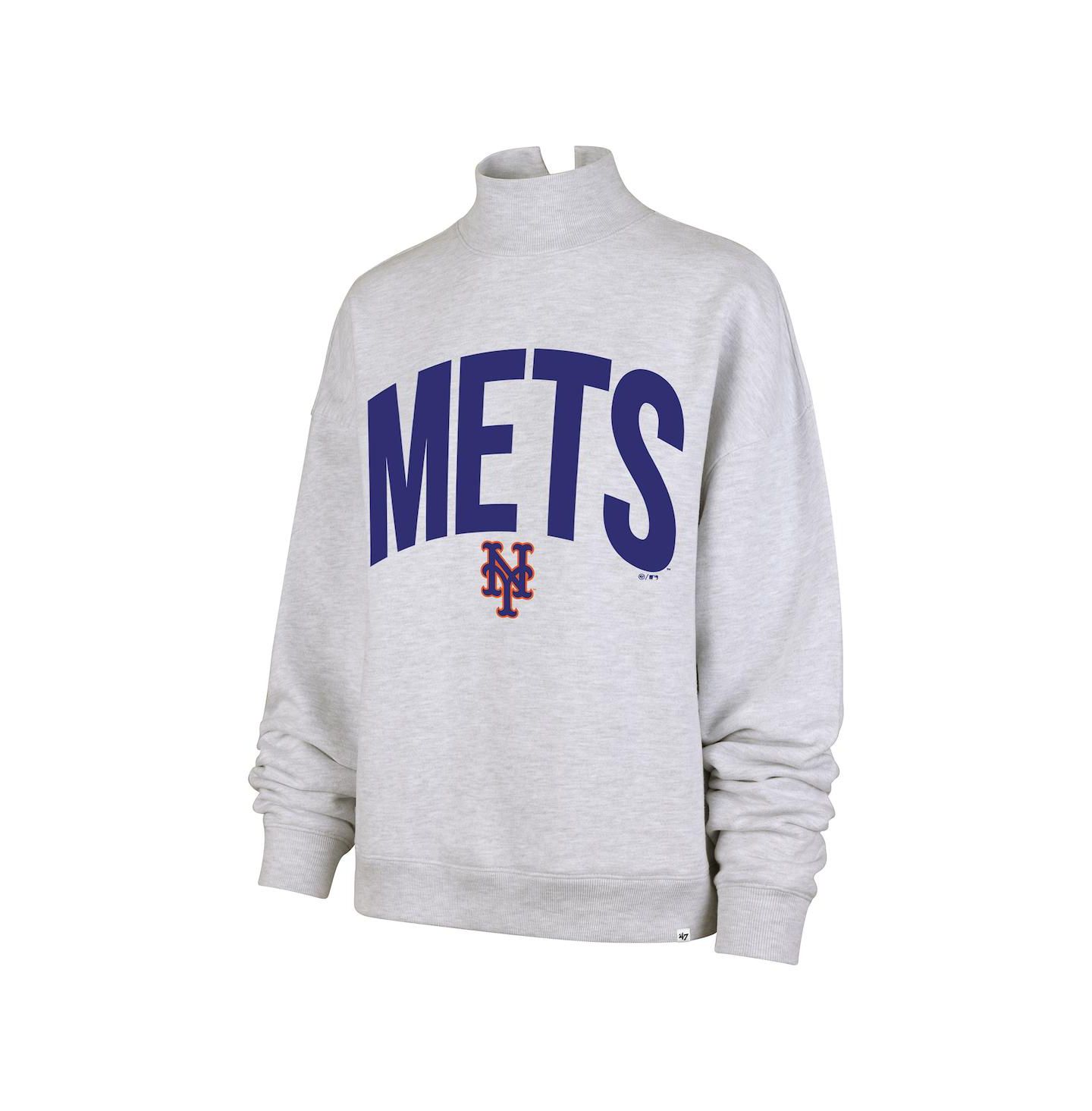 Женская толстовка '47 Brand Heather Gray New York Mets Subtle Muse Mock Neck — фото 2