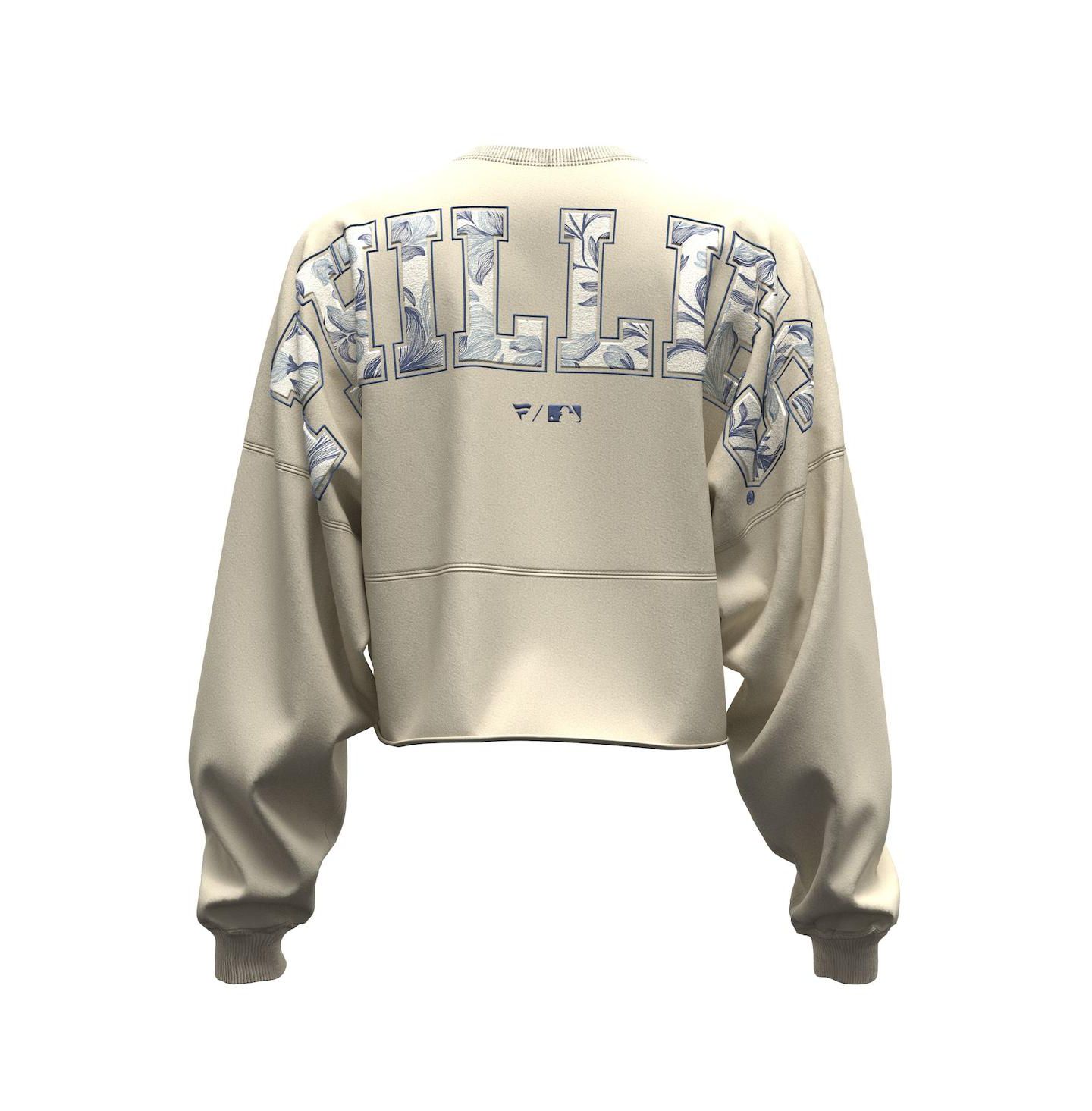 Женская футболка Fanatics Light Beige Philadelphia Phillies Spirit Floral Script Cropped Long-Sleeve — фото 3