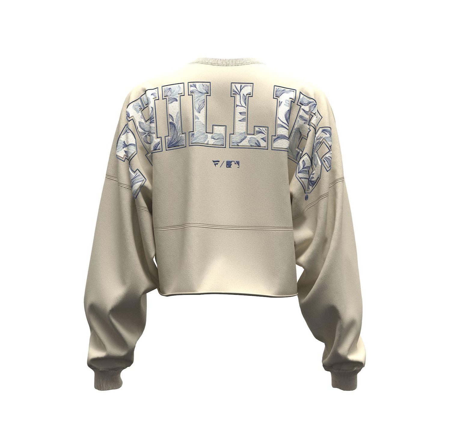 Women's Light Beige Philadelphia Phillies Spirit Floral Script Cropped Long-Sleeve T-Shirt