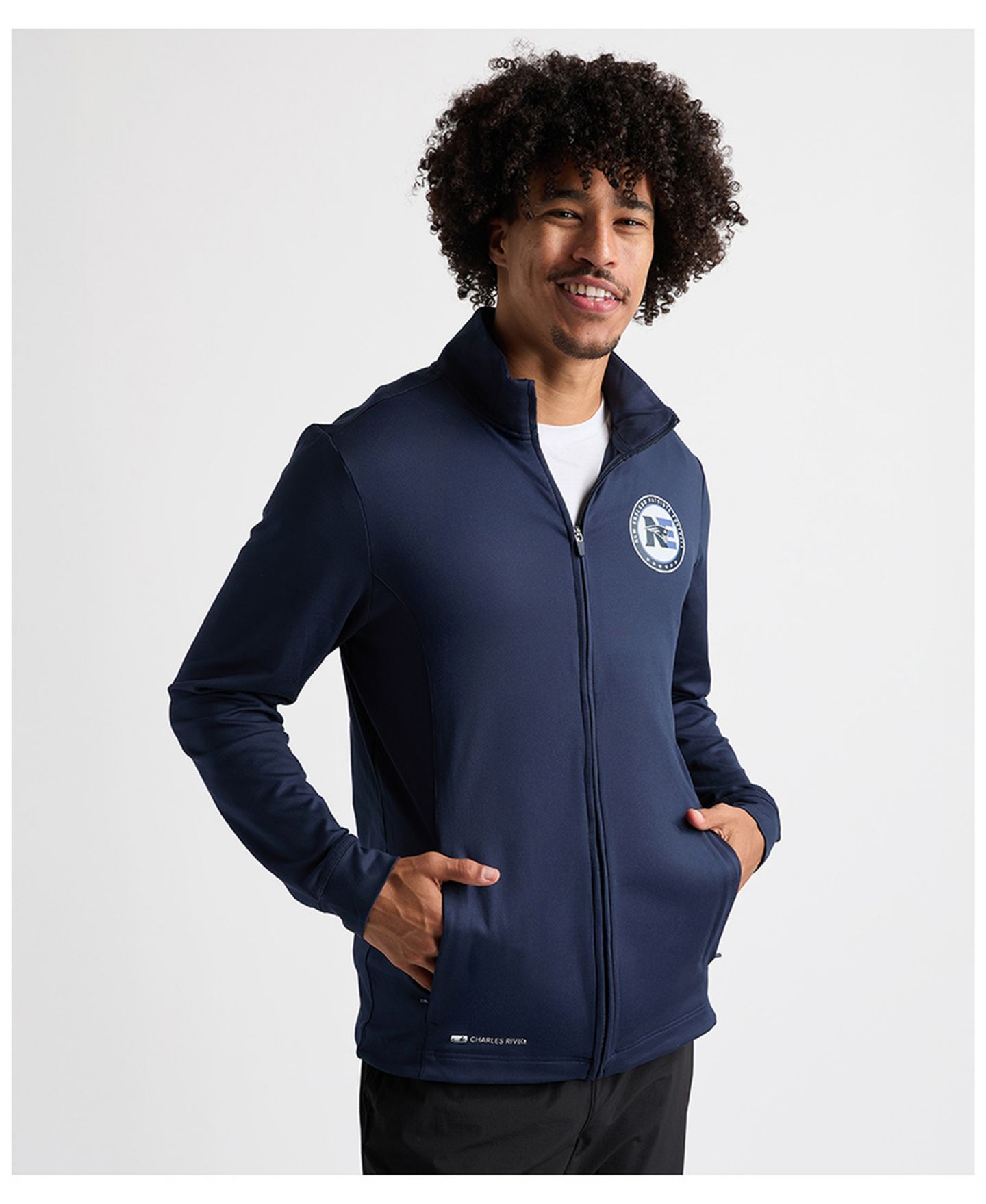 Мужская куртка Charles River Apparel x New England Patriots Navy Nu Fitness Full-Zip — фото 4