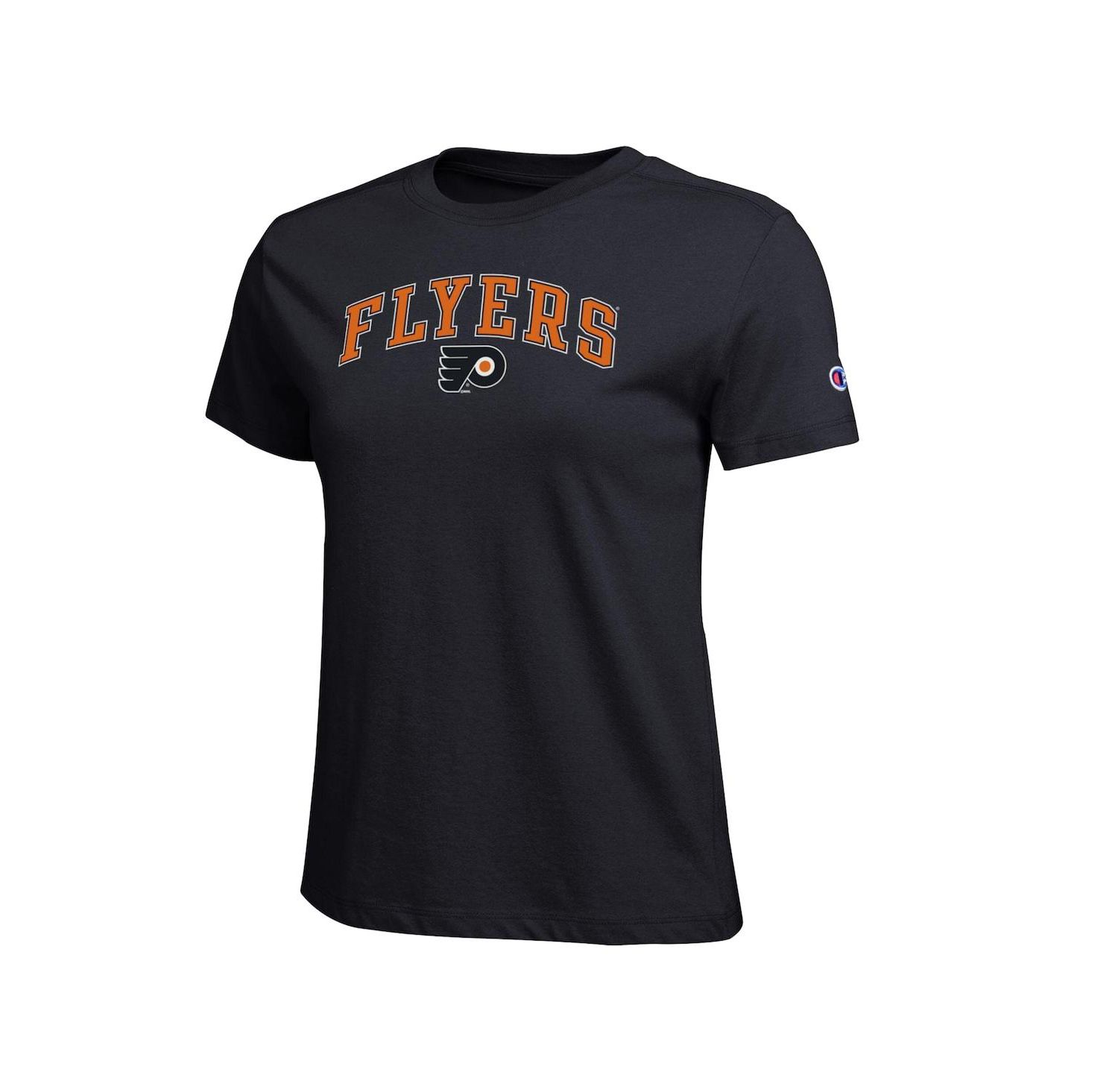 Women's Black Philadelphia Flyers Arch Mascot Logo T-Shirt