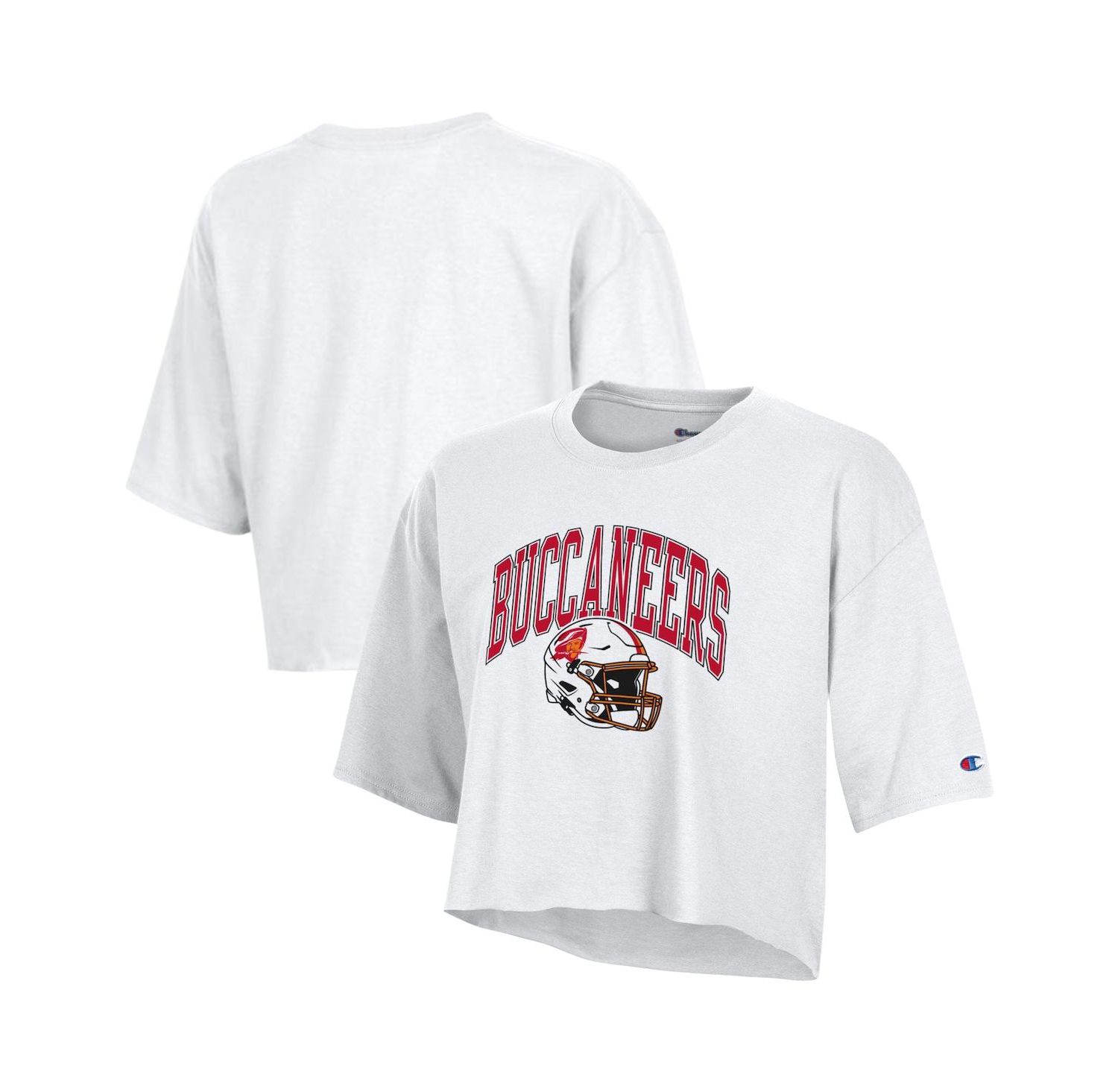 Women's White Tampa Bay Buccaneers Boyfriend Cropped T-Shirt