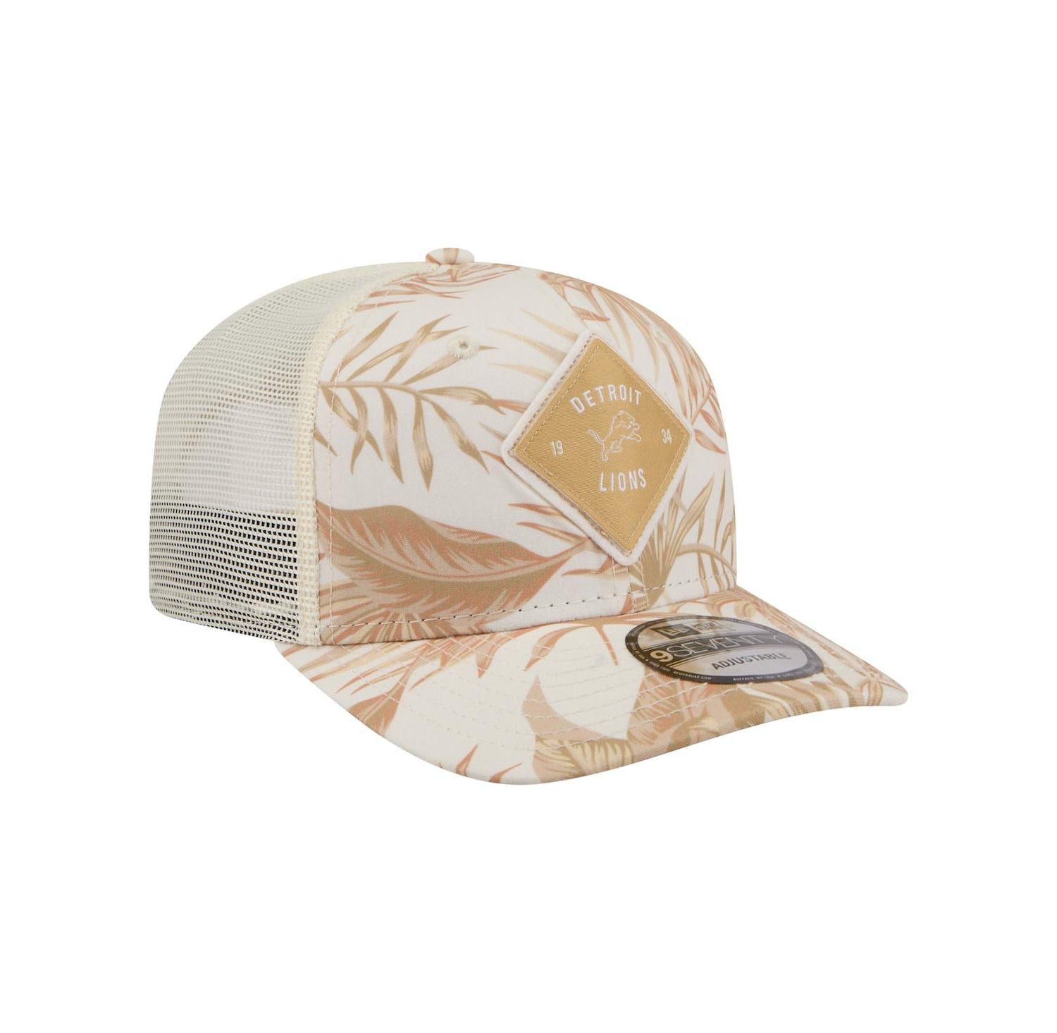 Men's Tan Detroit Lions Tonal Palm COOLERA 9SEVENTY Adjustable Trucker Hat