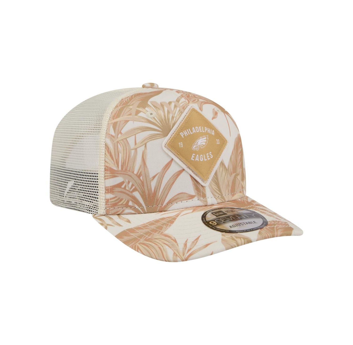 Men's Tan Philadelphia Eagles Tonal Palm COOLERA 9SEVENTY Adjustable Trucker Hat