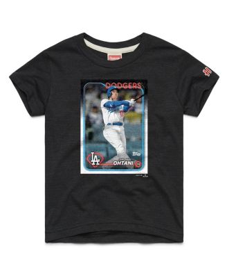 Big Boys and Girls Shohei Ohtani Charcoal Los Angeles Dodgers Topps Baseball Card Tri-Blend T-Shirt