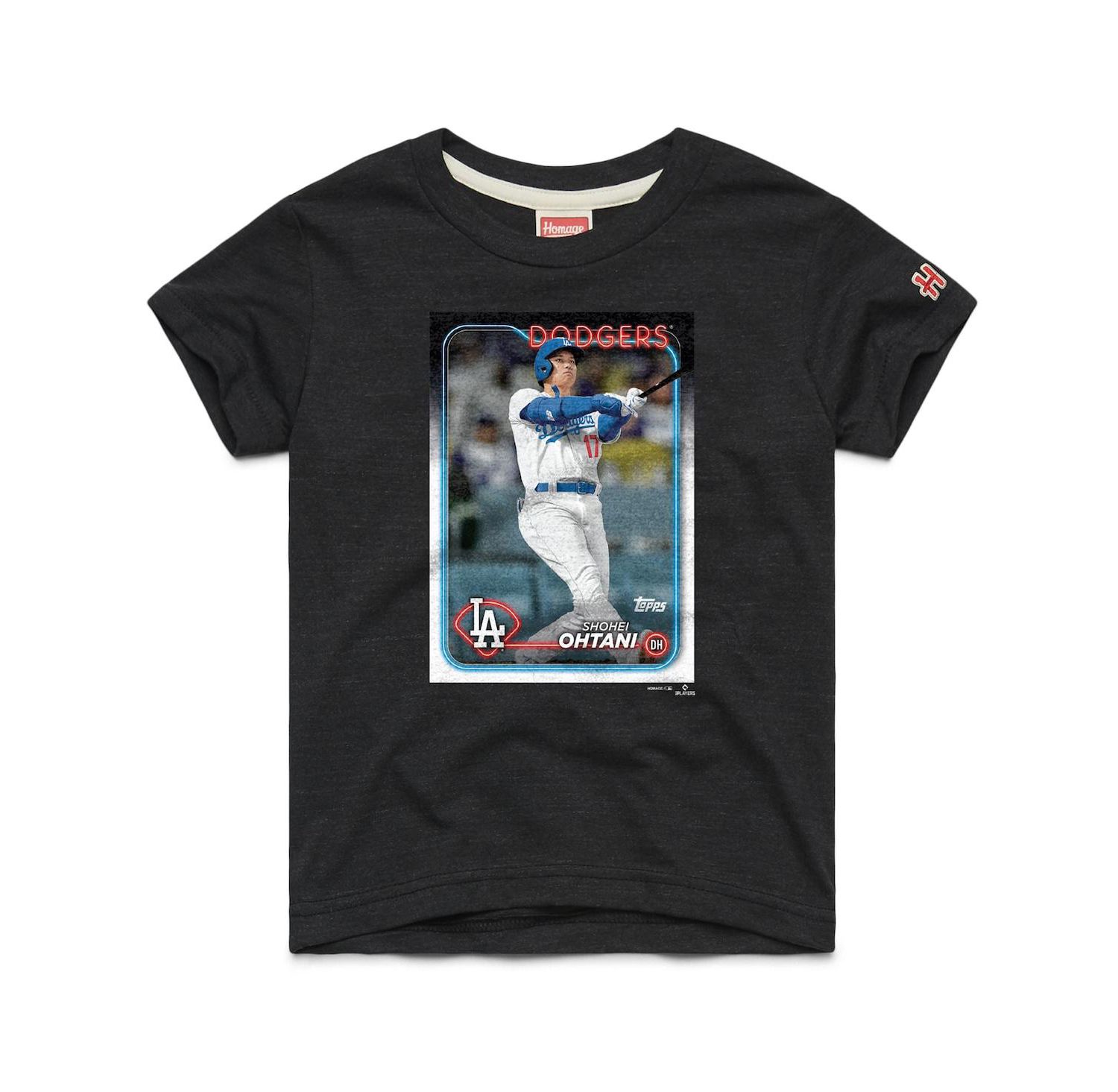 Big Boys and Girls Shohei Ohtani Charcoal Los Angeles Dodgers Topps Baseball Card Tri-Blend T-Shirt