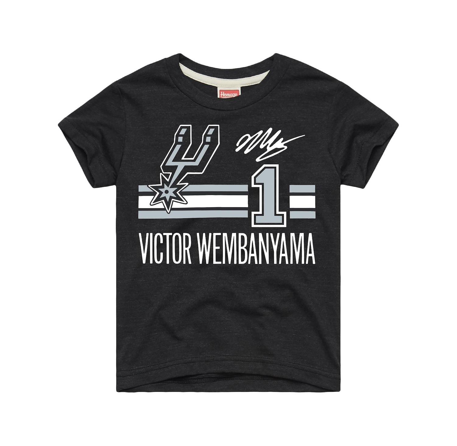 Big Boys and Girls Victor Wembanyama Charcoal San Antonio Spurs Remix Signature Name & Number Tri-Blend T-Shirt
