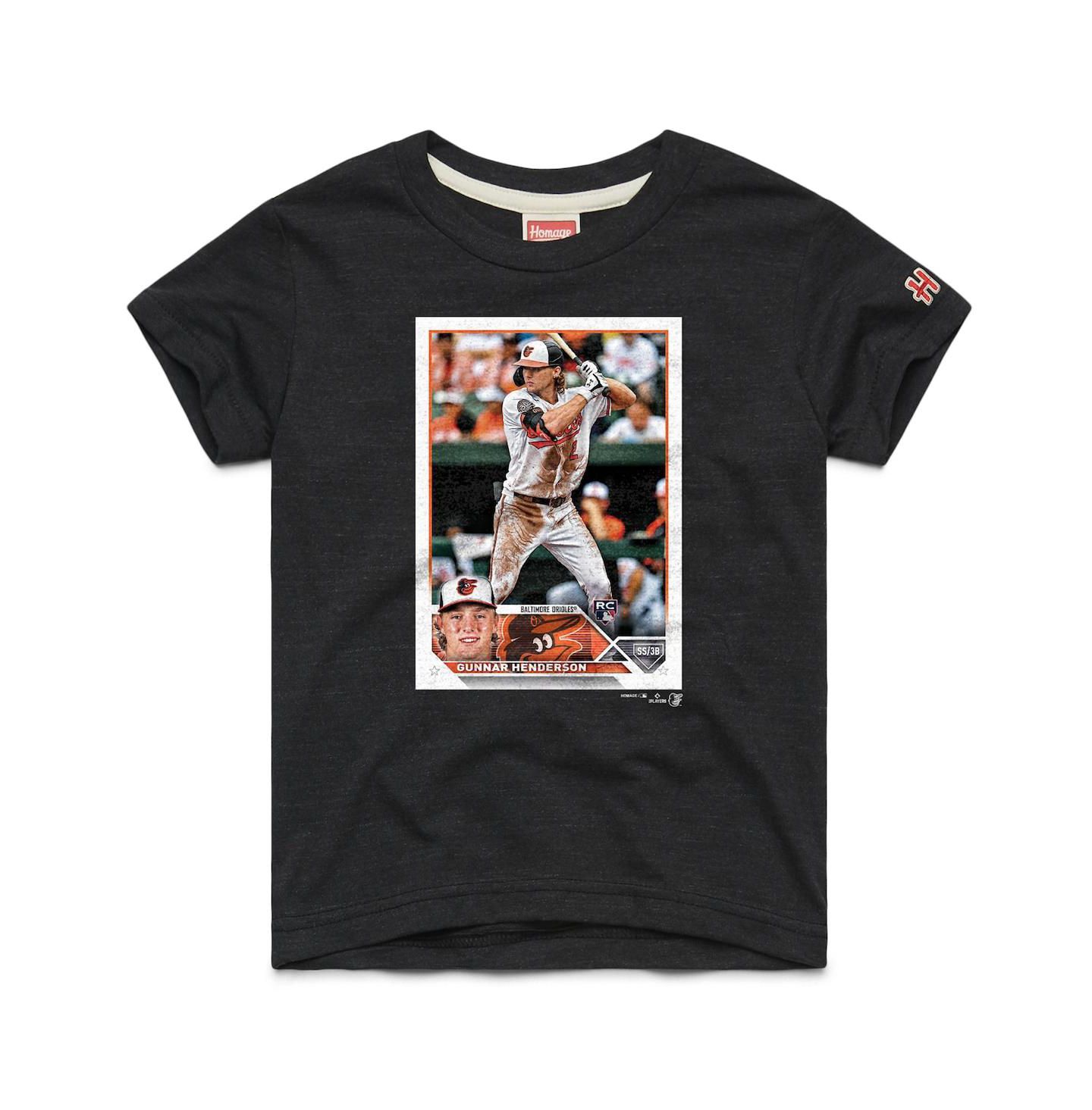 Детская футболка Homage Gunnar Henderson Charcoal Baltimore Orioles Topps Baseball Card Tri-Blend — фото 1