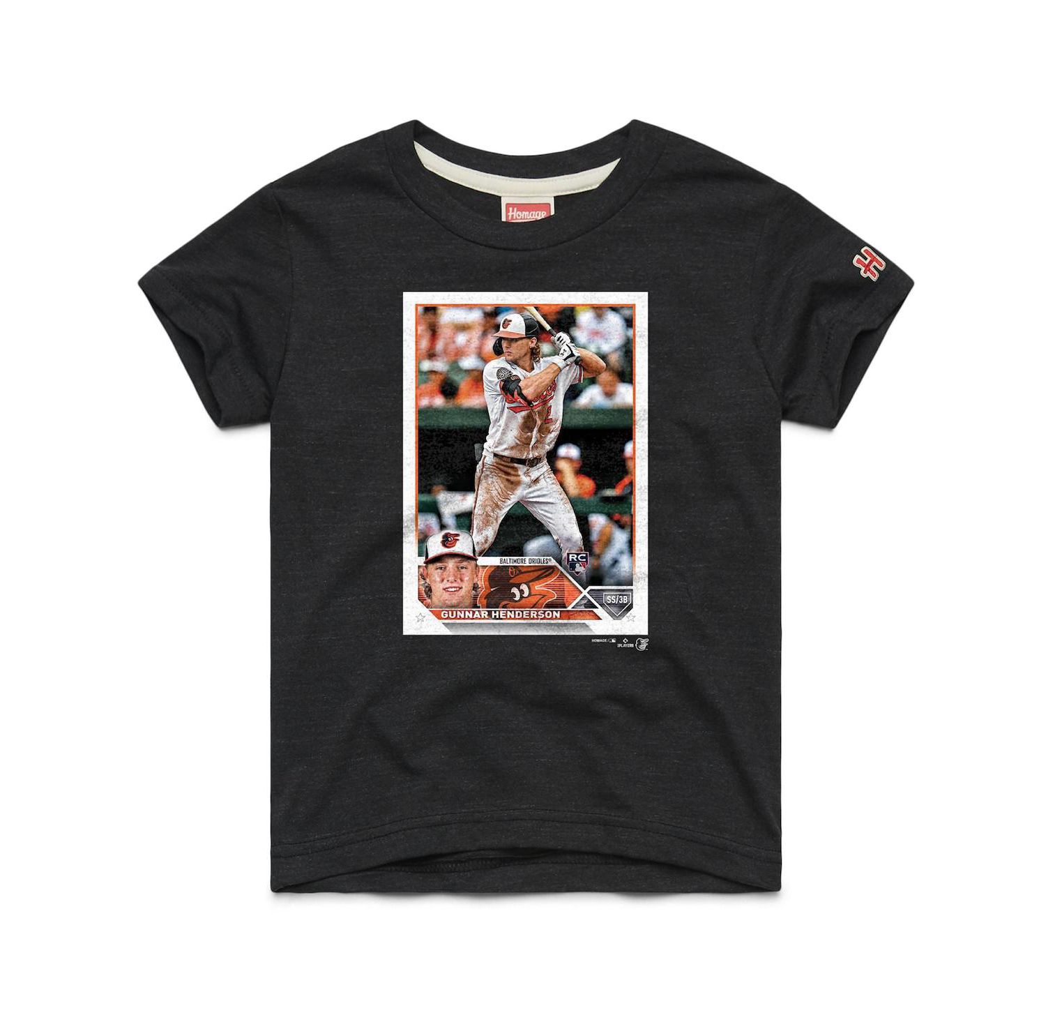 Big Boys and Girls Gunnar Henderson Charcoal Baltimore Orioles Topps Baseball Card Tri-Blend T-Shirt