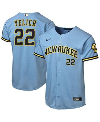 Big Boys and Girls Christian Yelich Powder Blue Milwaukee Brewers Road Stadium Jersey