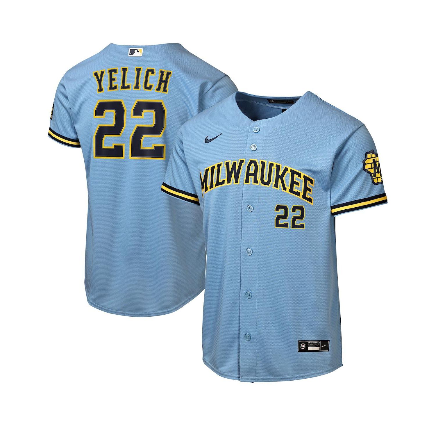 Big Boys and Girls Christian Yelich Powder Blue Milwaukee Brewers Road Stadium Jersey
