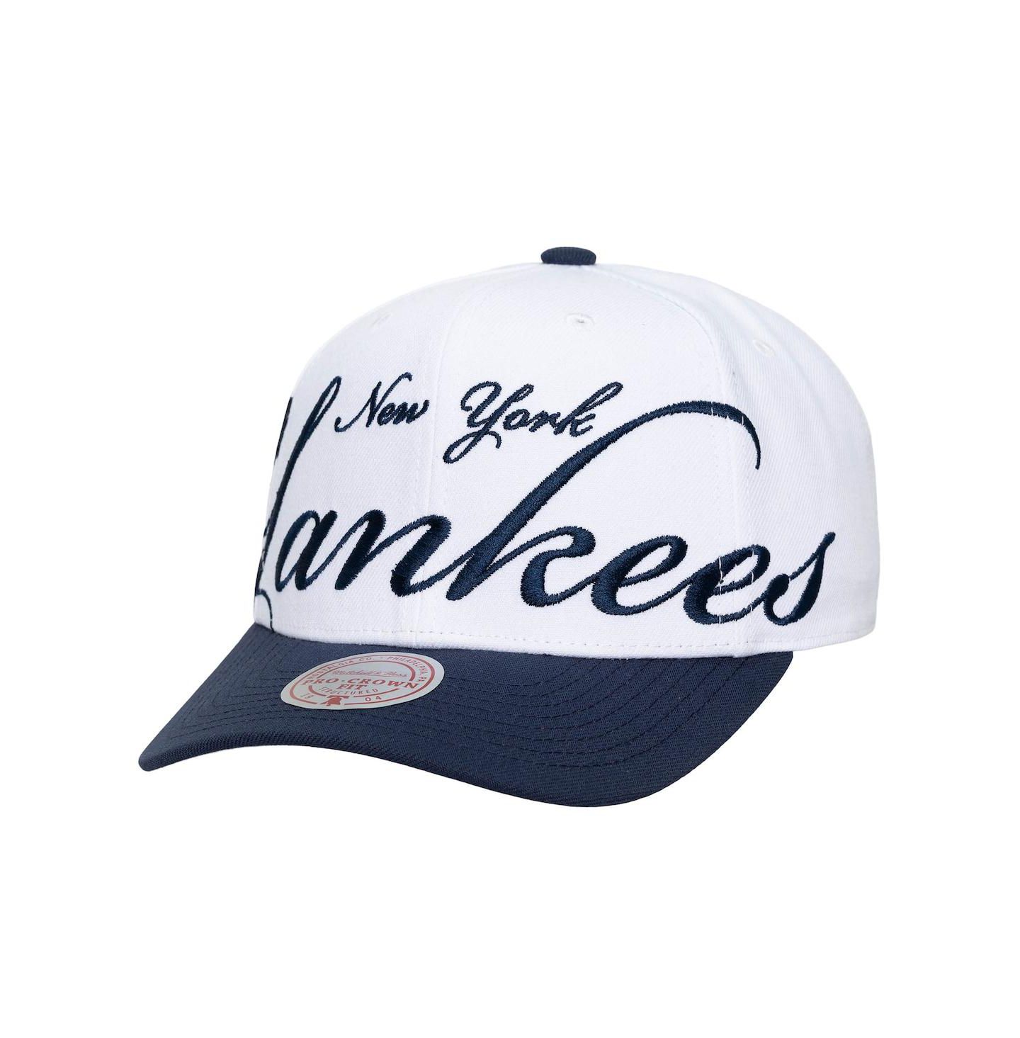 Кепка Mitchell & Ness White/Navy New York Yankees XL Script Pro Crown Adjustable Hat — фото 5