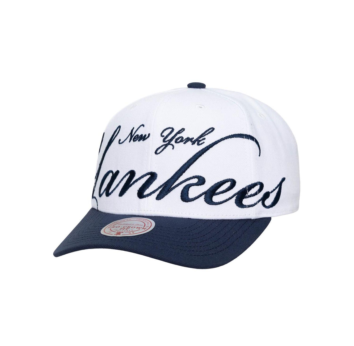 Men's and Women's White/Navy New York Yankees XL Script Pro Crown Adjustable Hat