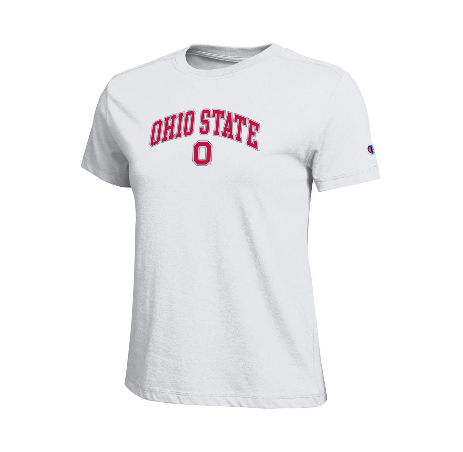 Women's White Ohio State Buckeyes Arched Over Logo T-Shirt