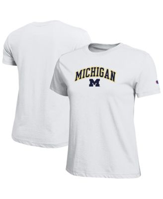 Women's White Michigan Wolverines Arched Over Logo T-Shirt