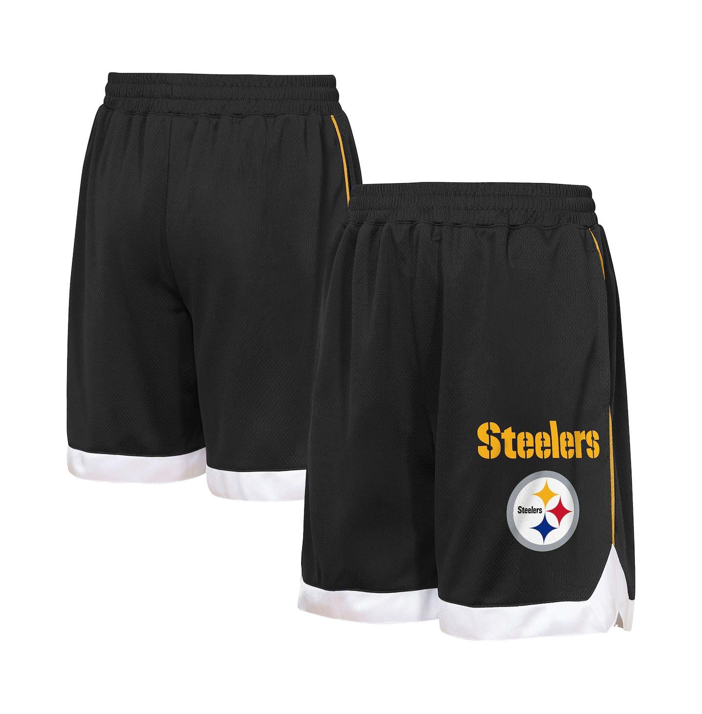 Детские сетчатые шорты Outerstuff Pittsburgh Steelers All Star, чёрные — фото 1