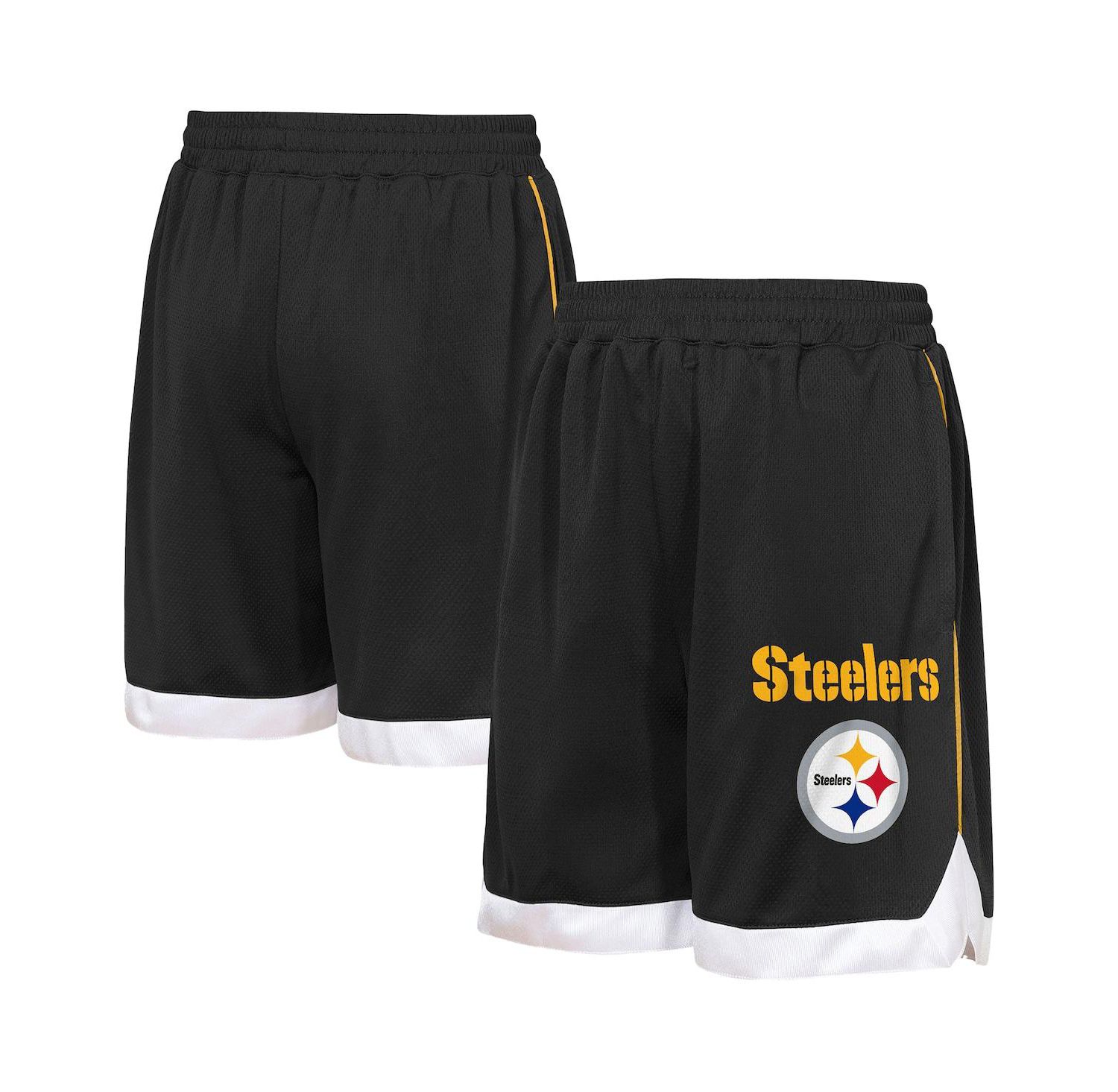 Big Boys and Girls Black Pittsburgh Steelers All Star Mesh Shorts