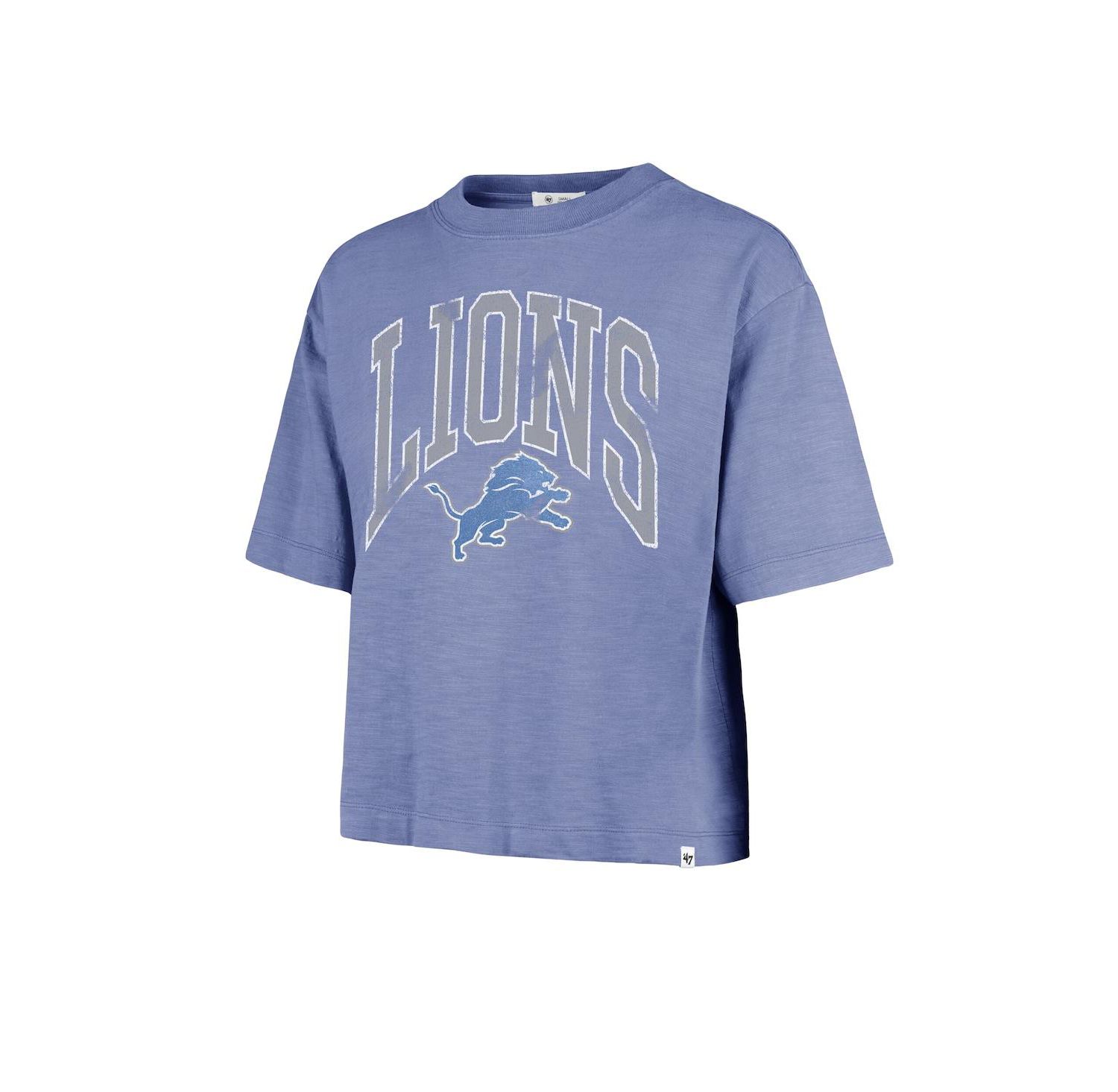 Women's Blue Detroit Lions Cropped Mindi Slub T-Shirt