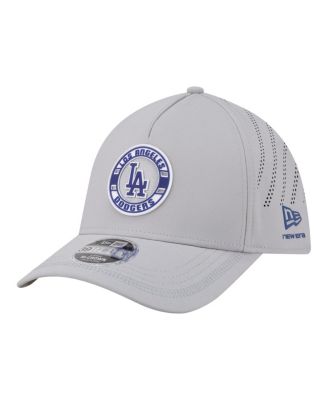 Men's Gray Los Angeles Dodgers Patch 39THIRTY A-Frame M-Crown Perforated Flex Hat