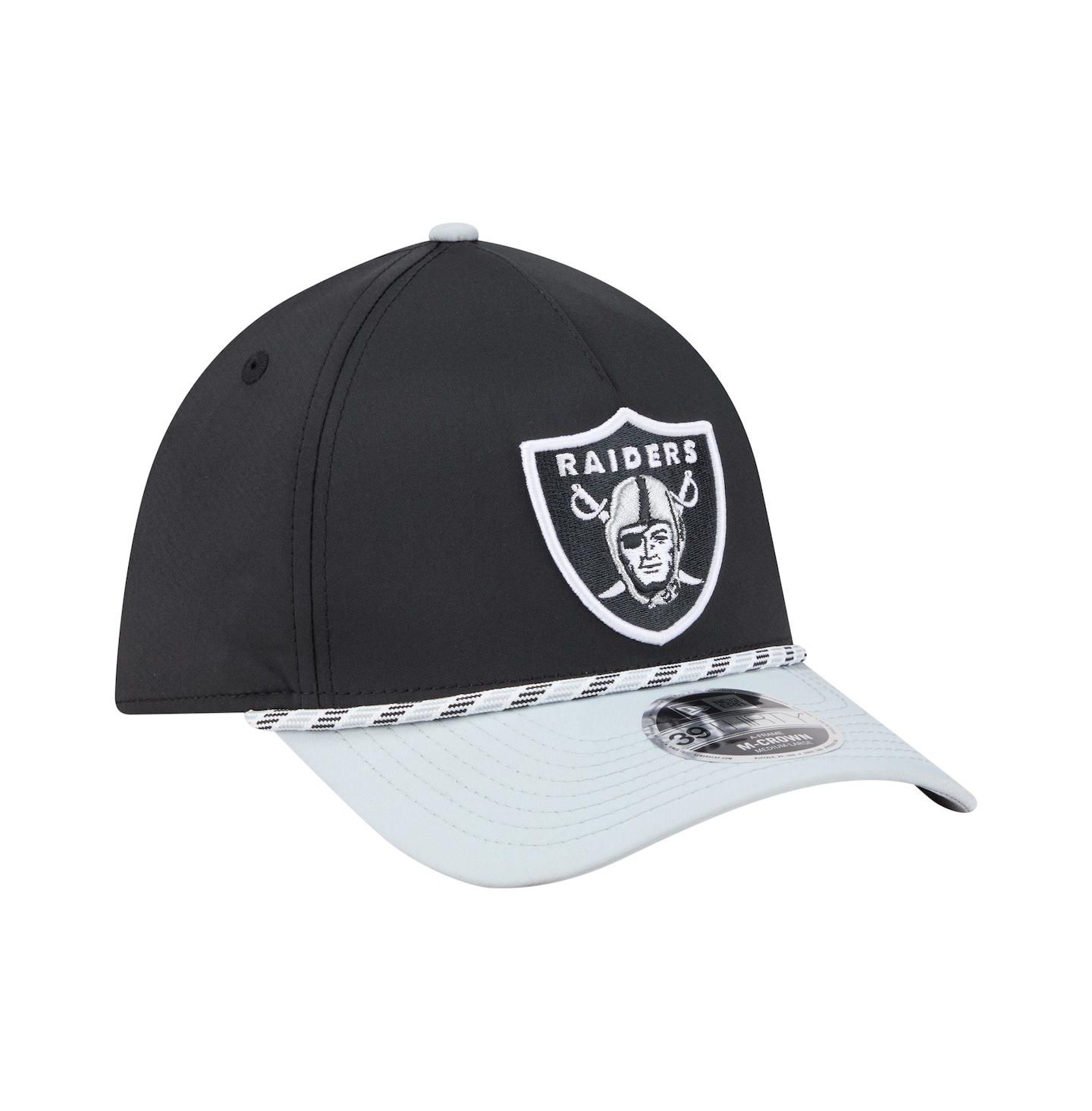 Мужская кепка New Era Black/Silver Las Vegas Raiders Rope M-Crown A-Frame 39THIRTY Flex Hat — фото 3
