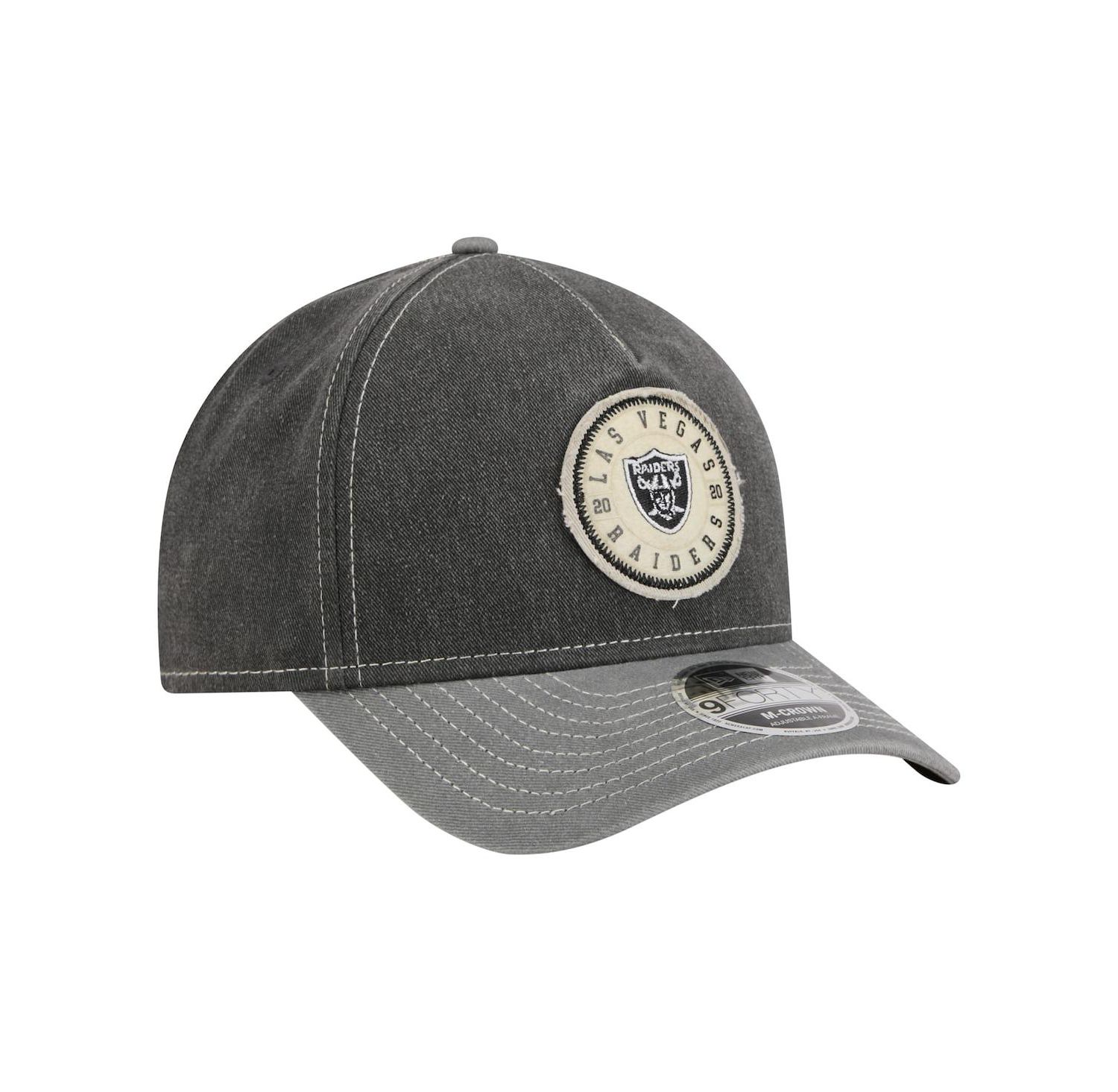 Men's Black/Silver Las Vegas Raiders 9FORTY Felt A-Frame Adjustable Hat