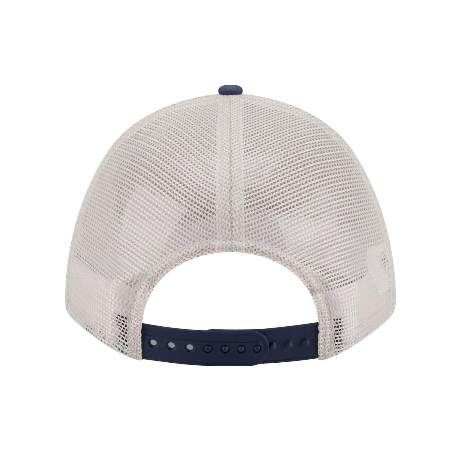 Men's Light Beige/Navy New York Yankees Frayed M-Crown A-Frame 9FORTY Trucker Adjustable Hat