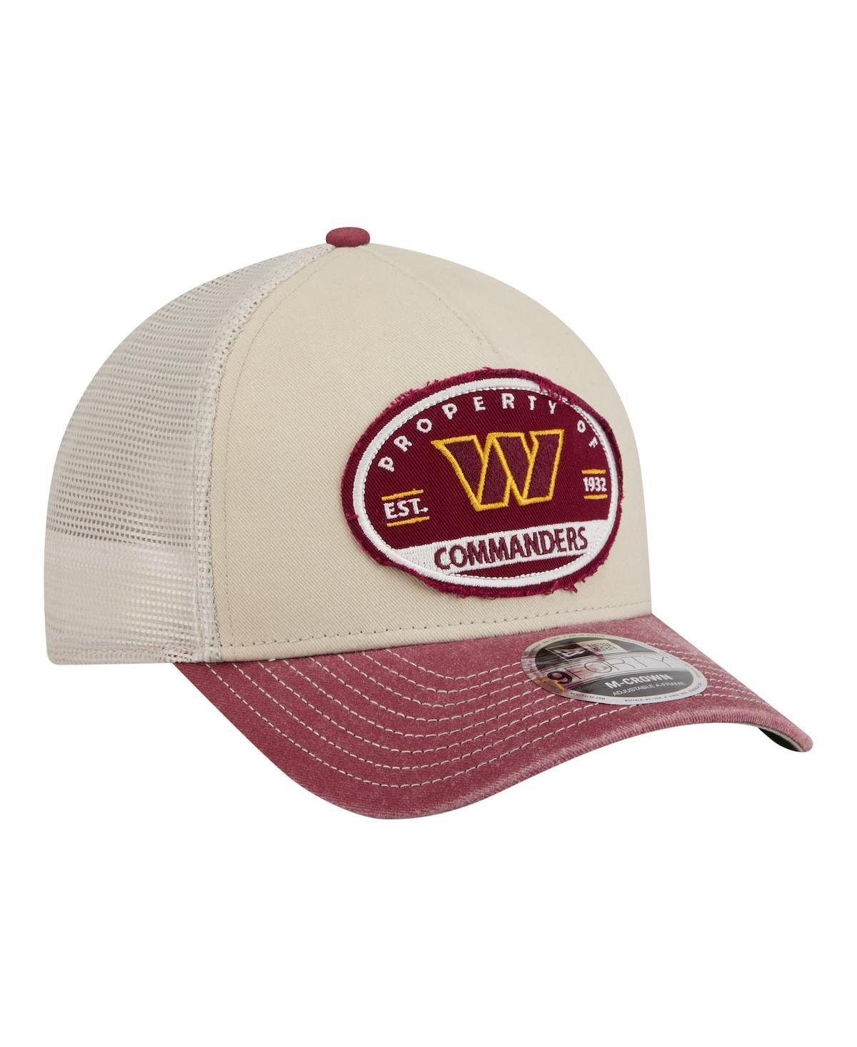 New Era Men's Natural Washington Commanders Frayed M-Crown A-Frame 9FORTY Adjustable Hat
