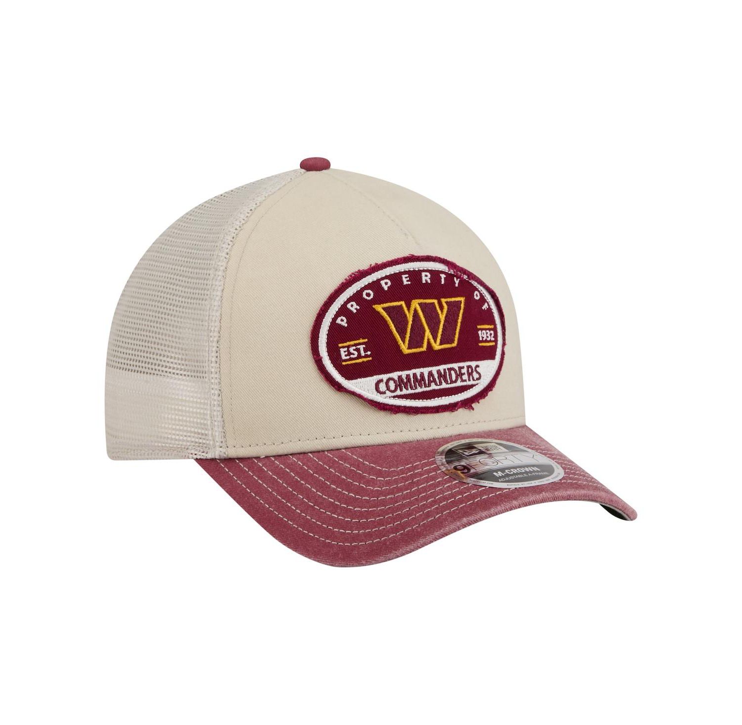 Men's Natural Washington Commanders Frayed M-Crown A-Frame 9FORTY Adjustable Hat