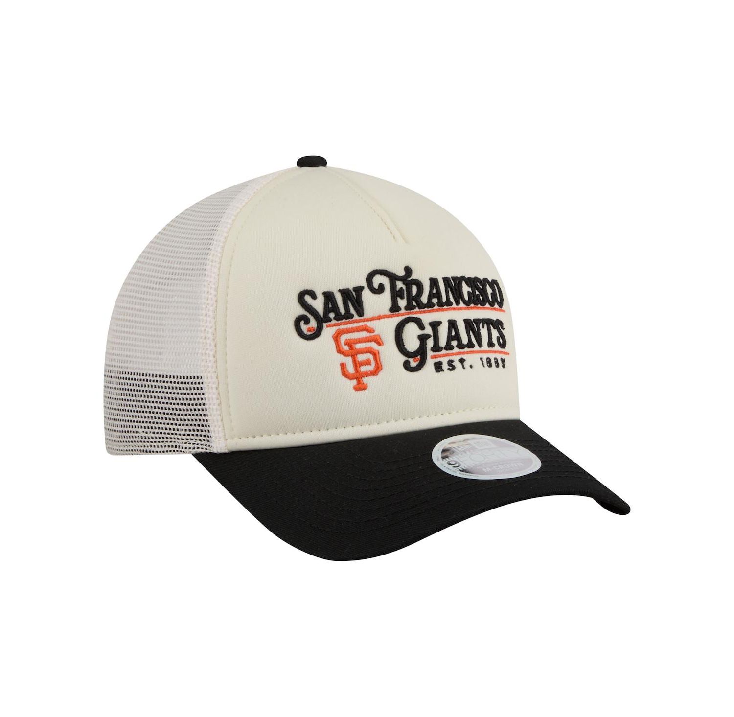 Women's Light Beige/Black San Francisco Giants Retro 9FORTY M-Crown A-Frame Trucker Adjustable Hat