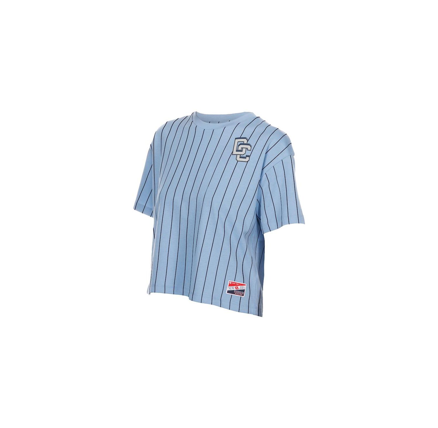 Women's Light Blue Washington Nationals City Connect Throwback Meshback Pinstripe Boxy T-Shirt