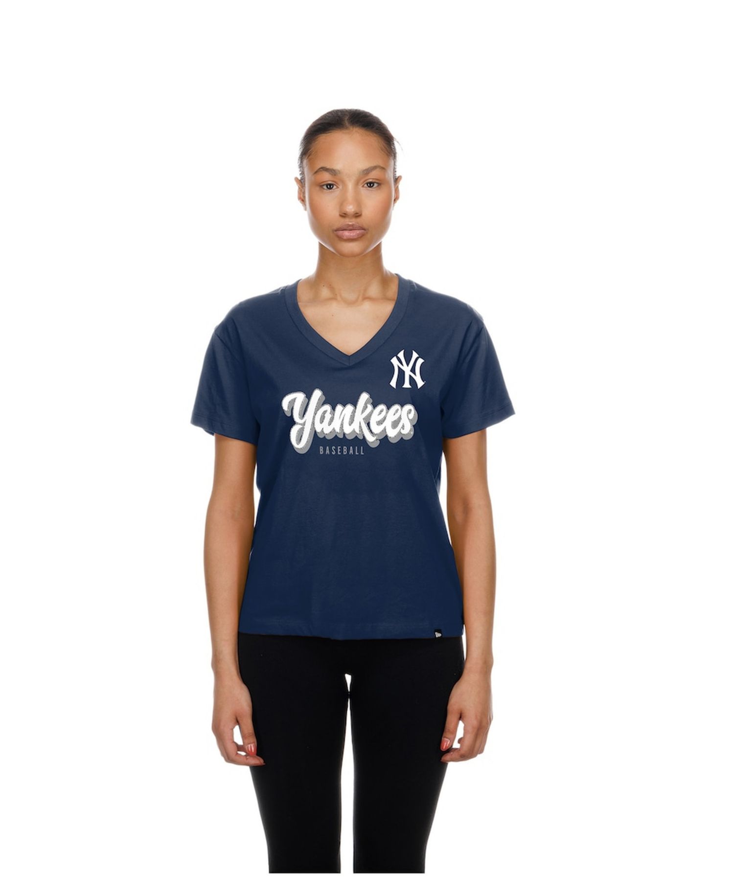 Women's Navy New York Yankees V-Neck T-Shirt