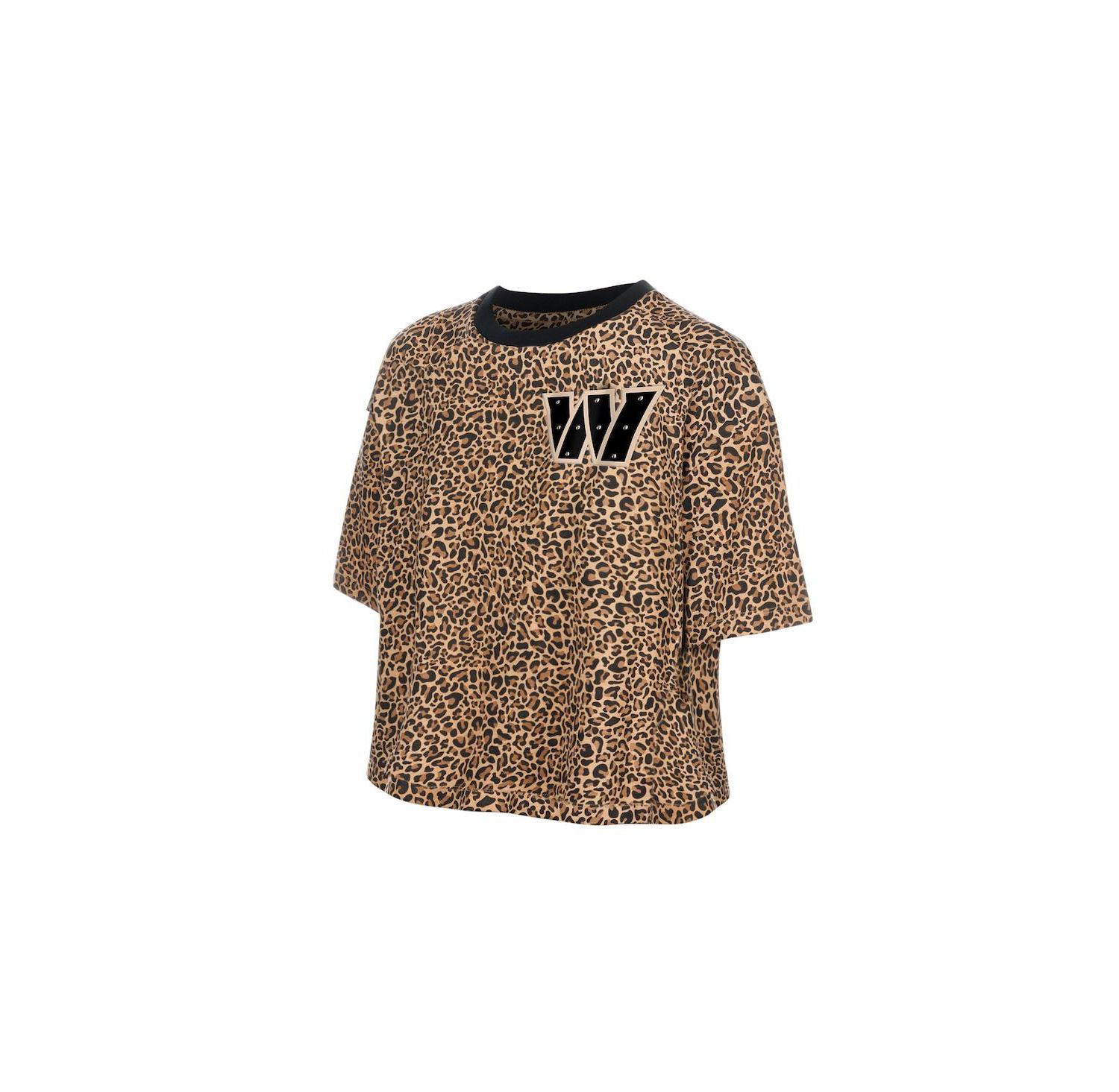 Women's Brown Washington Commanders Mom & Me Leopard Boxy Cropped T-Shirt