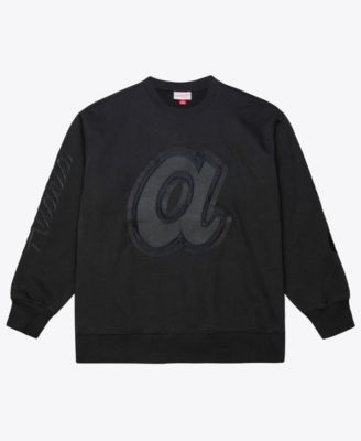 Men's Black Atlanta Braves Phantom Fleece Crewneck Sweatshirt