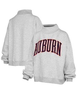 Women's Heather Gray Auburn Tigers Oversized Nelson Mock Neck Sweatshirt