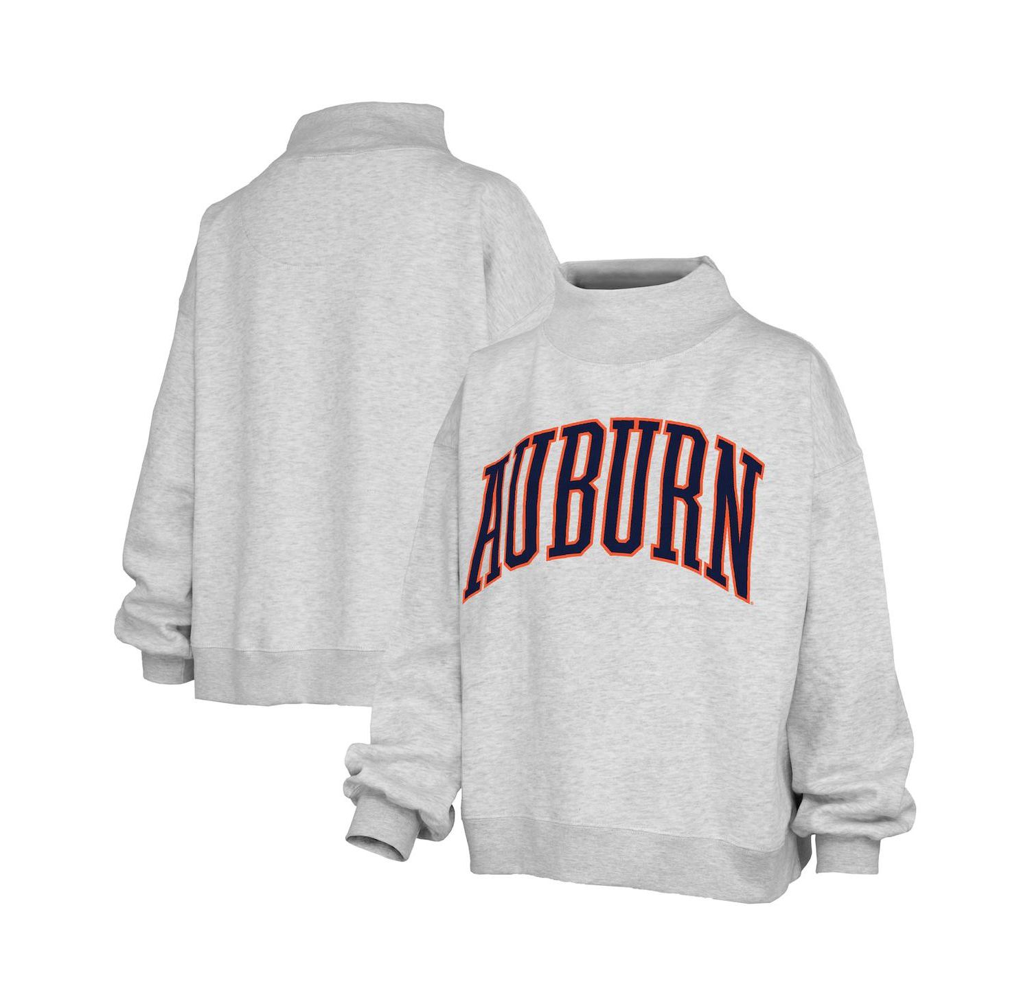 Women's Heather Gray Auburn Tigers Oversized Nelson Mock Neck Sweatshirt