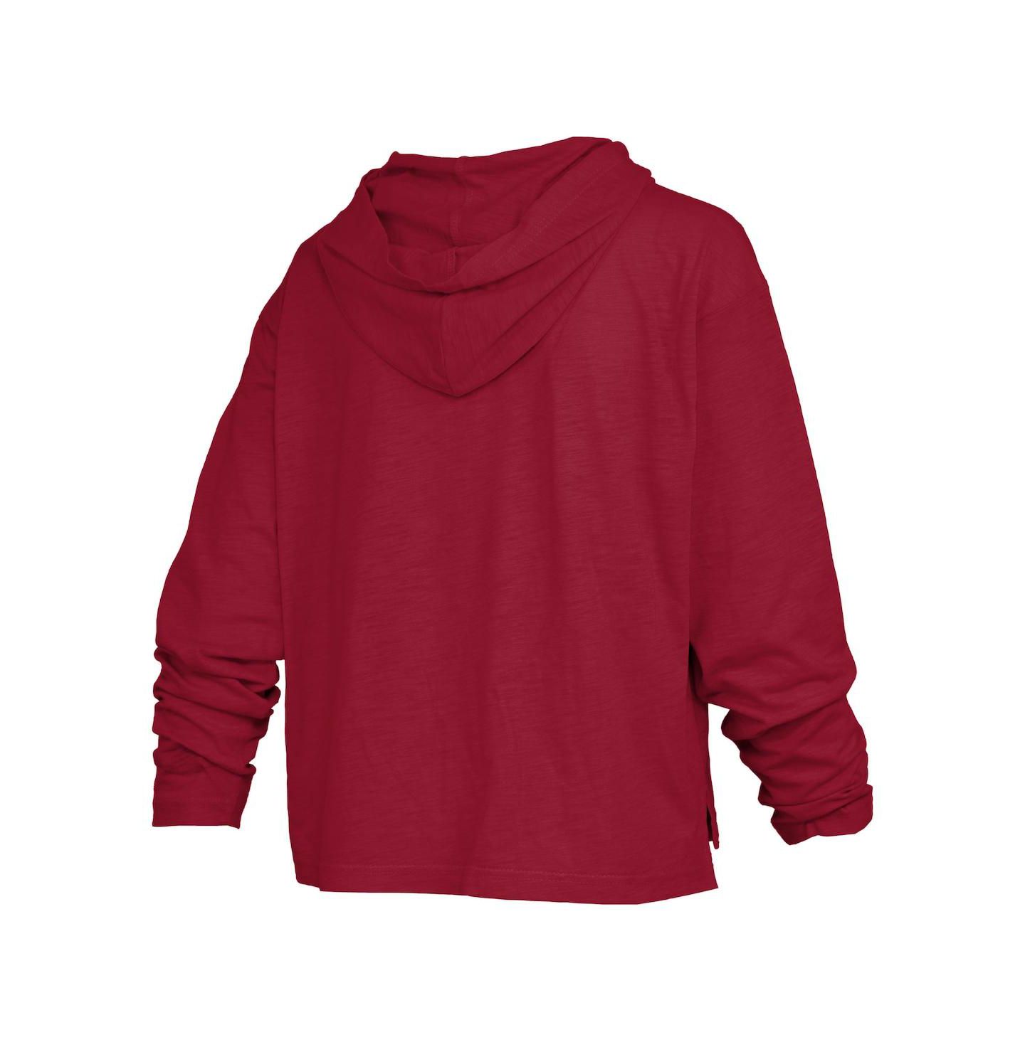 Женская футболка Pressbox Cardinal Arkansas Razorbacks Nelson Arch Over Logo Long Sleeve Hooded Slub — фото 3