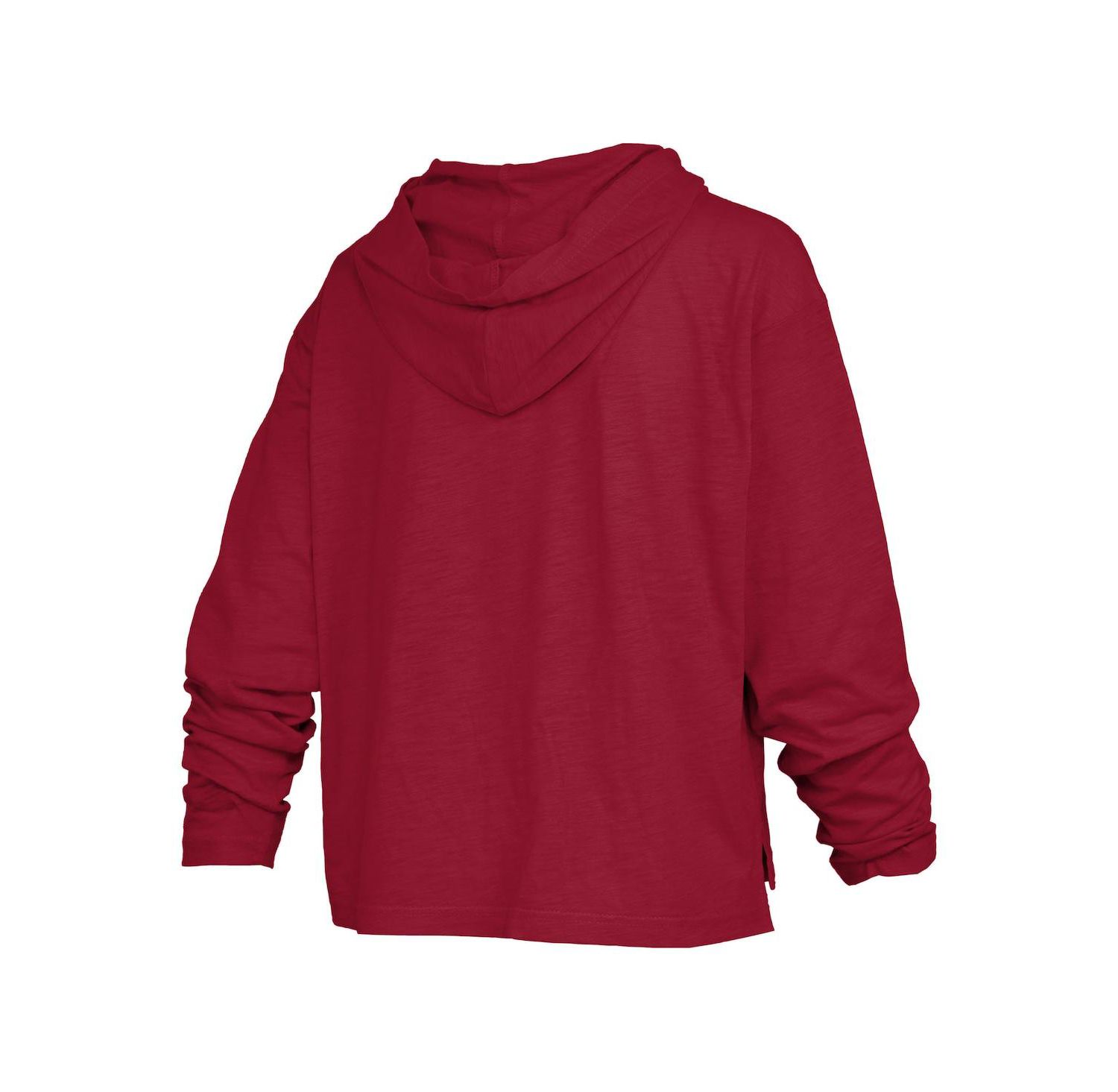 Women's Cardinal Arkansas Razorbacks Nelson Arch Over Logo Long Sleeve Hooded Slub T-Shirt