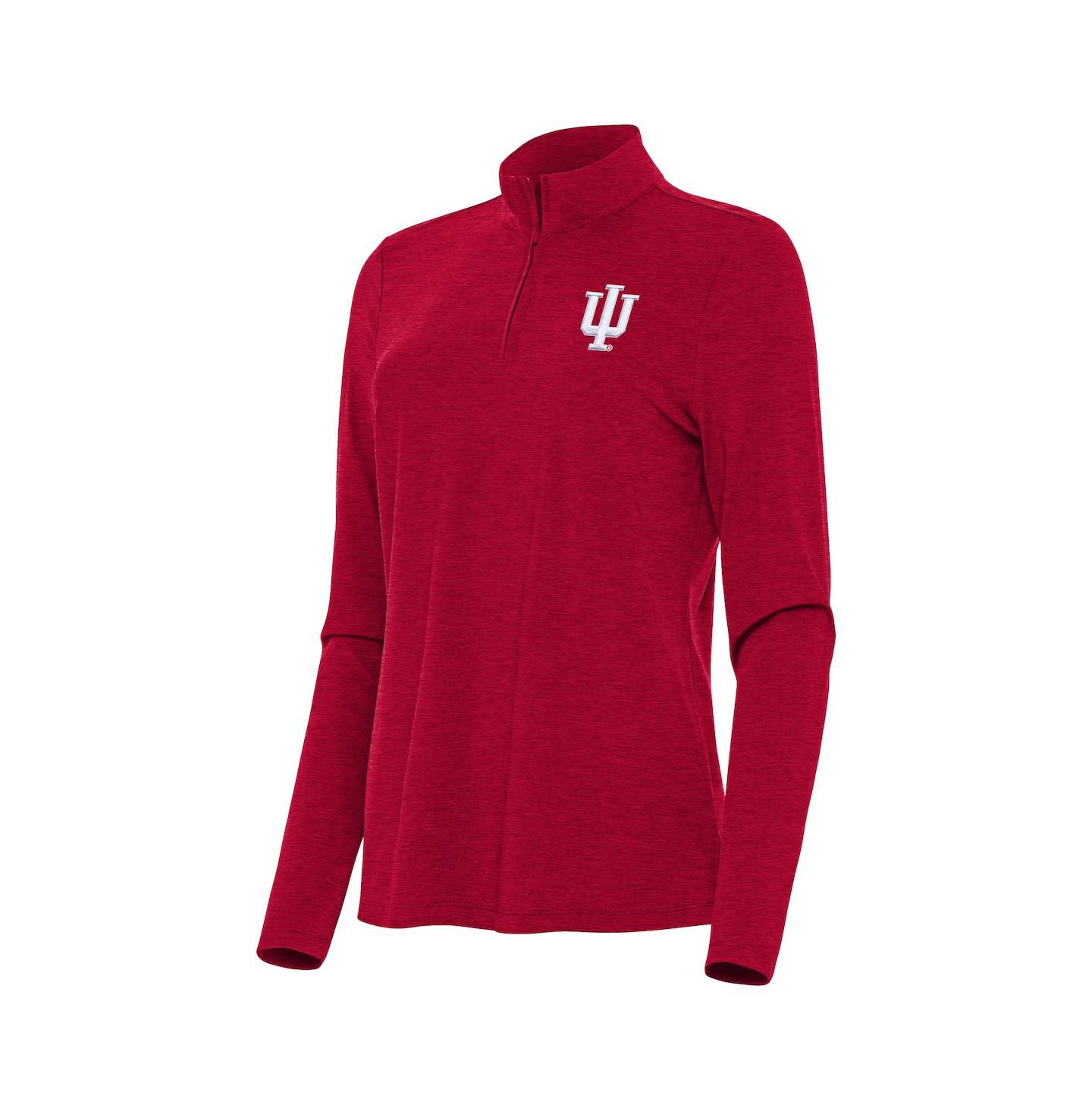 Женский топ Antigua Heather Crimson Indiana Hoosiers Bright Quarter-Zip — фото 3