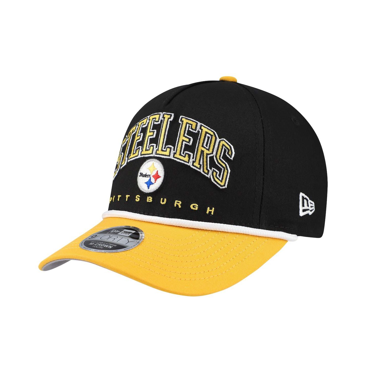 Детская кепка New Era Black/Gold Pittsburgh Steelers Arch Coolera 9FORTY A-Frame Adjustable Hat — фото 1