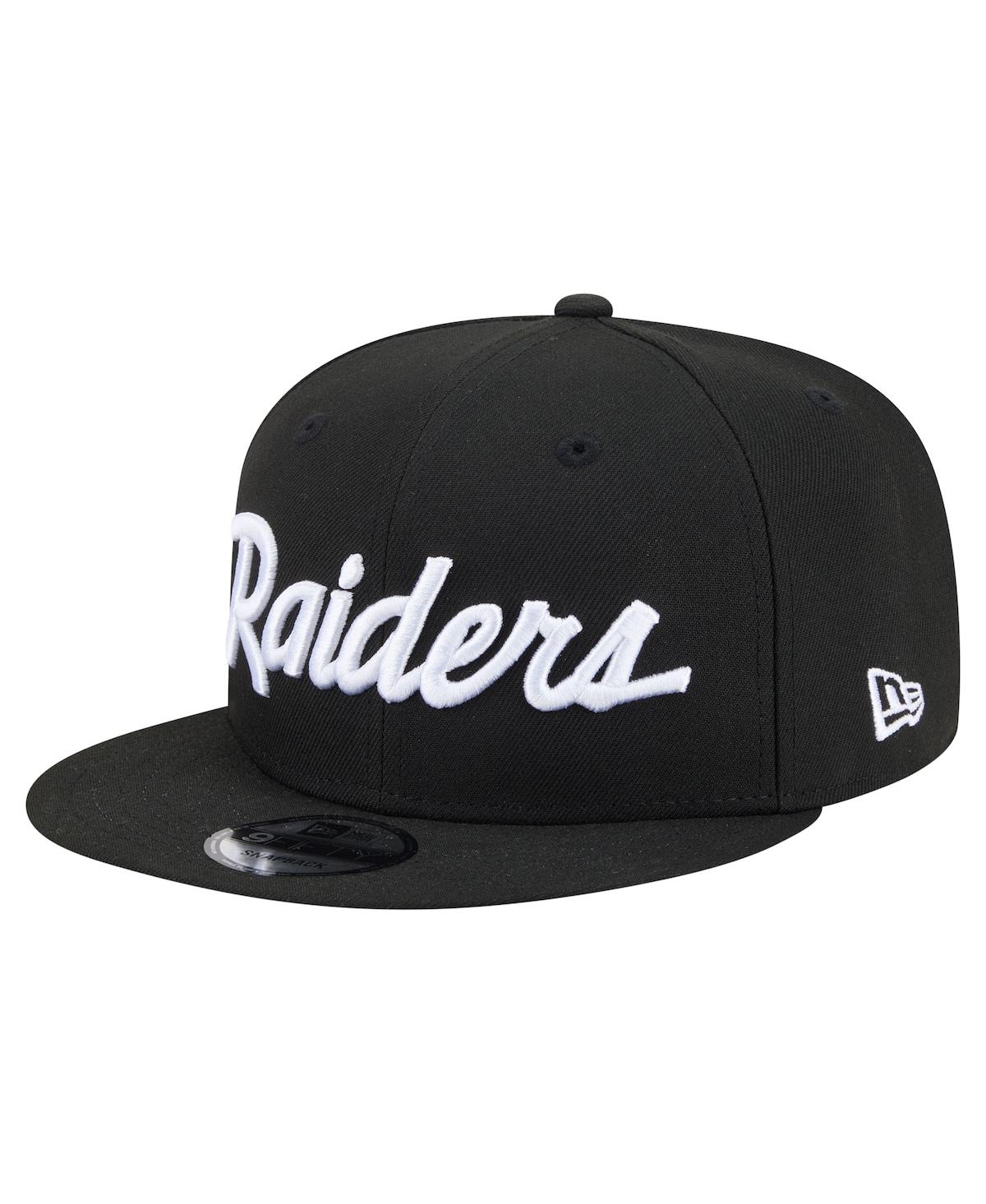 New Era Men's Black Las Vegas Raiders Core Team Script 9FIFTY Snapback Hat - Black